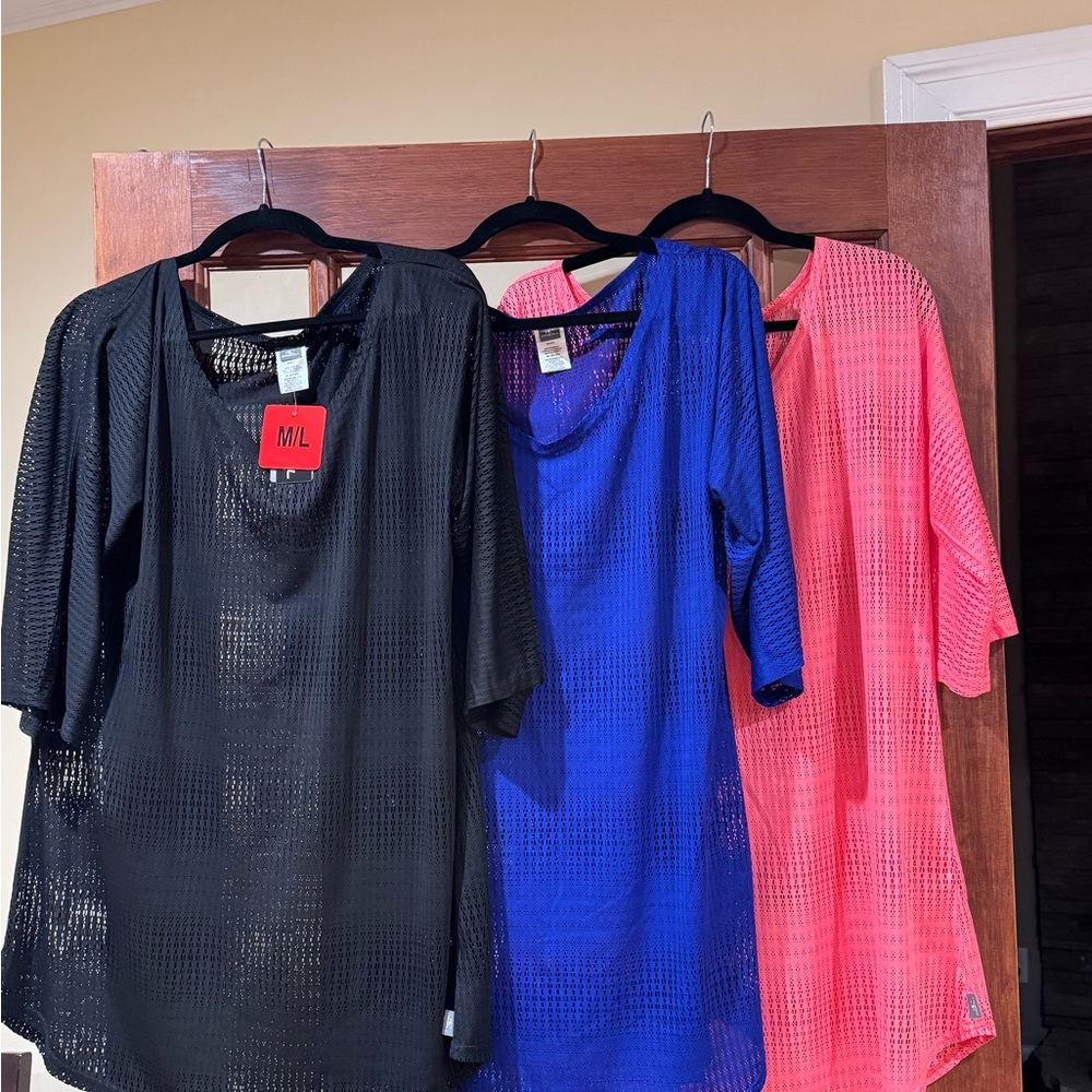 Women's Black, Blue, and Pink Tops